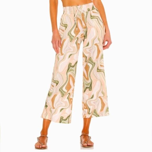 BEACH RIOT Hailey Marble Ribbed High Rise Wide Leg Pant Pockets Festival Size XL - Picture 1 of 13